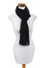 Rayon chenille scarf, 'Dark Night' - Black Bamboo Chenille Backstrap Loom Maya Scarf