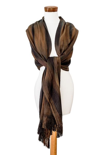 Rayon-Schal – Viskose-Schal, handgewebt in Erdtönen