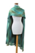 Rayon shawl, 'Peaceful' - Green and Turquoise Hand Woven Rayon Shawl (image 2e) thumbail