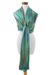 Rayon shawl, 'Peaceful' - Green and Turquoise Hand Woven Rayon Shawl (image 2f) thumbail