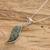 Light green jade pendant necklace, 'Floating Leaf' - Fair Trade Sterling Silver Jade Pendant Necklace (image 2b) thumbail