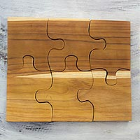Teak trivets, 'Puzzle' (set of 6)