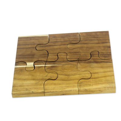 Teak trivets, 'Puzzle' (set of 6) - Six Interlocking Eco-Friendly Teak Wood Trivets