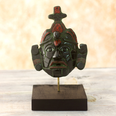 Máscara de jade, (pequeña) - Réplica de máscara de jade clásica maya de Tikal (pequeña)