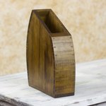 Wood decorative vase, 'Mountain' - Hand Crafted Guatemalan Alder Wood Decorative Vase