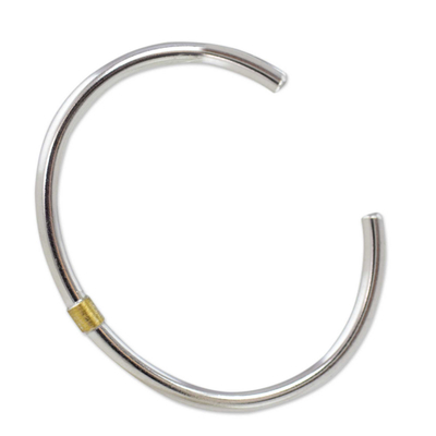 Gold accent sterling silver cuff bracelet, 'Sun and Moon' - Sterling Silver Cuff Bracelet with 21k Gold Accent