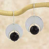Onyx dangle earrings, 'Dark of the Moon' - Sterling Silver and Onyx Earrings Fair Trade Jewelry