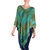 Rayon poncho, 'Ethereal Turquoise' - Backstrap Loom Rayon Poncho with Fringe