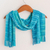 Rayon chenille scarf, 'Forever Blue' - Backstrap Loom Rayon Chenille Handmade Scarf in Blue
