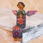 Wood sculpture, 'Angel of Purity II' - Shelf Top Artisan Crafted Pinewood Angel Sculpture Statuette