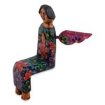 Wood sculpture, 'Angel of Purity II' - Shelf Top Artisan Crafted Pinewood Angel Sculpture Statuette