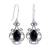 Black jade dangle earrings, 'Wild Flower' - Artisan Crafted Black Jade and Sterling Silver Earrings thumbail