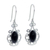 Black jade dangle earrings, 'Wild Flower' - Artisan Crafted Black Jade and Sterling Silver Earrings (image 2b) thumbail