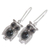 Jade dangle earrings, 'Dapper Owls' - Black and Green Jade and Sterling Silver Owl Earrings (image 2b) thumbail