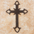 Wrought iron cross, 'Confession of Faith' - Wall Cross in Wrought Iron with Rust Colored Accents (image 2) thumbail