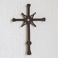 Wrought iron cross, 'Salvation' - Wrought Iron Wall Cross Artisan Crafted in Guatemala