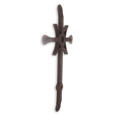 Wrought iron cross, 'Salvation' - Wrought Iron Wall Cross Artisan Crafted in Guatemala