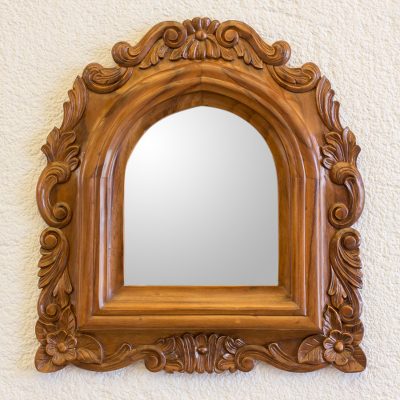 Mirror, 'Beatriz' - Guatemalan Colonial Style Carved Wood Wall Mirror