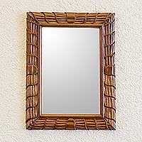 Mirror, 'Rolling Waves' - Artisan Crafted Sustainable Wood Wall Mirror from Guatemala