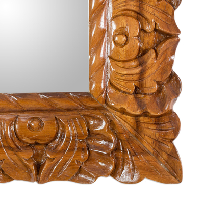 Espejo - Espejo de pared de madera de conacaste tallado a mano guatemalteco