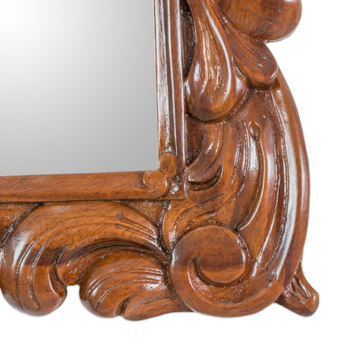 Mirror, 'Natural Grace' - Guatemalan Artisan Crafted Carved Wood Wall Mirror