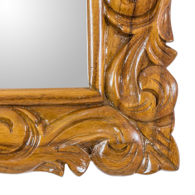 Mirror, 'Eternal Spring' - Artisan Crafted Classic Carved Wood Wall Mirror