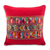 Cotton cushion cover, 'Red Quiche Birds' - Maya Backstrap Loom Bird Theme Red Cotton Cushion Cover thumbail
