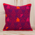 Cotton cushion cover, 'Birds in Color' - Handwoven Maya Backstrap Loom Red and Purple Cushion Cover thumbail