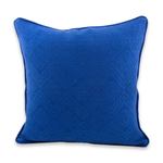 Cotton cushion cover, 'Sky Nuances' - Blue Diamond Texture Maya Backstrap Handwoven Cushion Cover