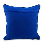 Cotton cushion cover, 'Sky Nuances' - Blue Diamond Texture Maya Backstrap Handwoven Cushion Cover