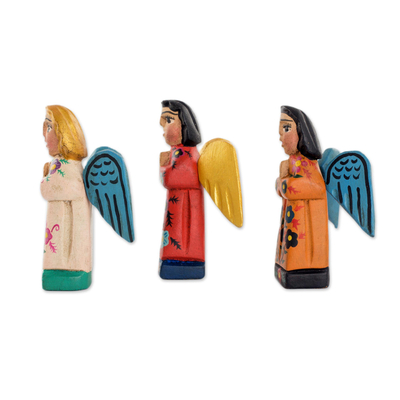 Figuritas de madera, (juego de 3) - Figuras de ángeles de comercio justo, esculturas hechas a mano (juego 3)