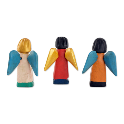 Figuritas de madera, (juego de 3) - Figuras de ángeles de comercio justo, esculturas hechas a mano (juego 3)