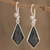 Dark green jade dangle earrings, 'Jungle Pyramids' - Dark Green Guatemalan Jade Earrings in Sterling Silver (image 2) thumbail