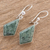 Jade dangle earrings, 'Jungle Pyramids' - Jade Earrings with Sterling Silver Settings from Guatemala (image 2b) thumbail