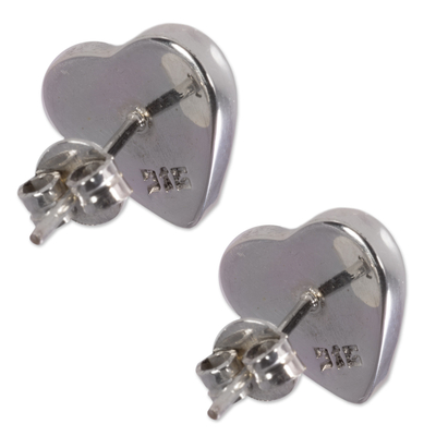 Jade-Ohrringe mit Herzknöpfen - Jade-Herz-Ohrringe, handgefertigter Schmuck