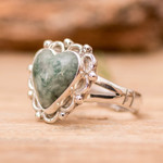 Jade heart ring, 'Zinnia Love' - Jade Hearts on Sterling Silver Handcrafted Ring