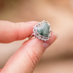 Jade heart ring, 'Zinnia Love' - Jade Hearts on Sterling Silver Handcrafted Ring