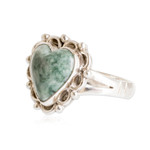 Jade heart ring, 'Zinnia Love' - Jade Hearts on Sterling Silver Handcrafted Ring