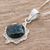 Dark green jade pendant necklace, 'North and South' - Dark Green Guatemalan Jade Necklace in Sterling Silver (image 2b) thumbail