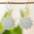 Jade flower earrings, 'Solar Apple Flower' - Sterling Silver Flower Earrings with Light Green Jade (image 2) thumbail