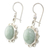 Jade flower earrings, 'Solar Apple Flower' - Sterling Silver Flower Earrings with Light Green Jade (image 2b) thumbail