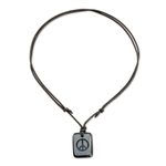 Jade pendant necklace, 'Peace and Love' - Jade Peace and Love Pendant on Black Cotton Necklace