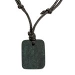 Jade pendant necklace, 'Peace and Love' - Jade Peace and Love Pendant on Black Cotton Necklace