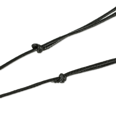 Jade-Anhänger-Halskette, „Magen David“ – Jade-Davidstern-Anhänger an schwarzer Lederband-Halskette
