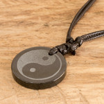 Jade cross necklace, 'Yin Yang' - Jade Yin Yang on Black Cotton Necklace Crafted by Hand