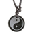 Jade cross necklace, 'Yin Yang' - Jade on Black Leather Necklace Crafted by Hand (image 2c) thumbail