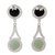 Jade dangle earrings, 'Maya Twin Moons' - Silver Dangle Earrings with Green and Black Maya Jade (image 2b) thumbail