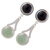 Jade dangle earrings, 'Maya Twin Moons' - Silver Dangle Earrings with Green and Black Maya Jade (image 2c) thumbail