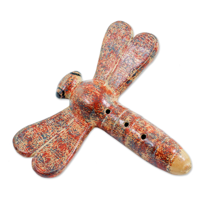Hand Crafted Ceramic Dragonfly Ocarina Flute from Nicaragua