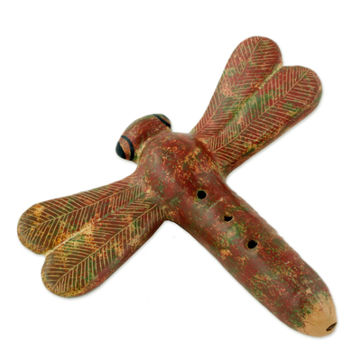 Keramische Okarina - Kunsthandwerklich gefertigte Okarina-Flöte aus Keramik in Libellenform